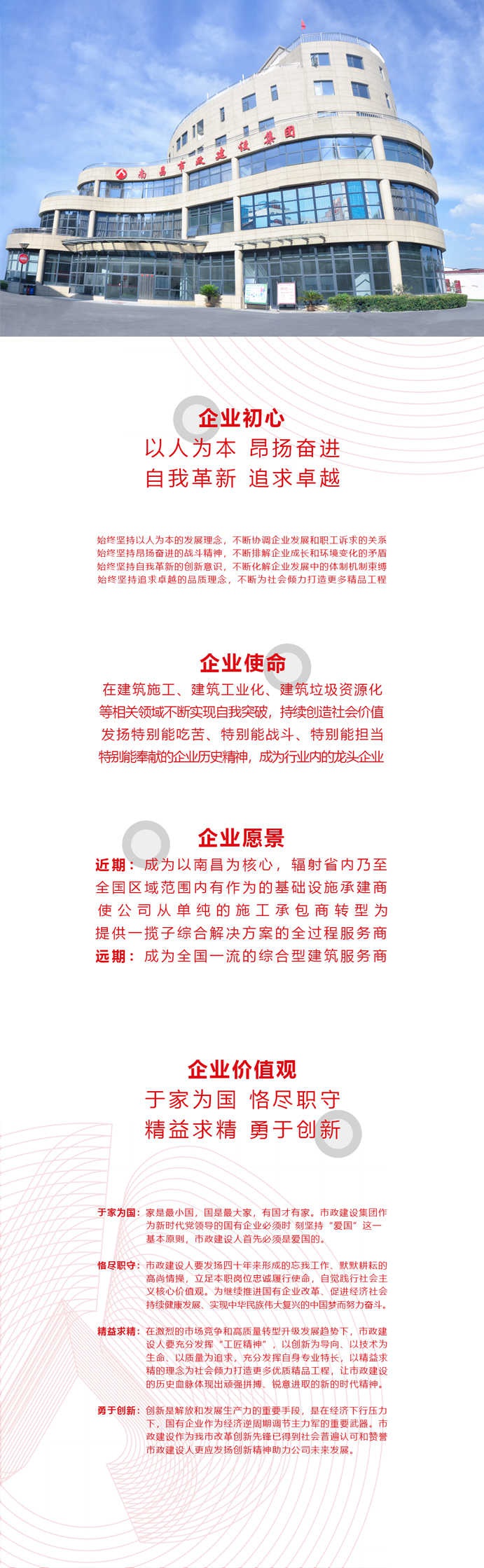 南昌市政建設集團企業初心使命愿景價值觀